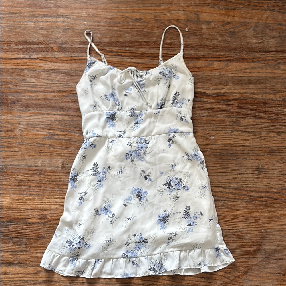 Abercrombie & Fitch Floral Mini Dress - Cream and Blue